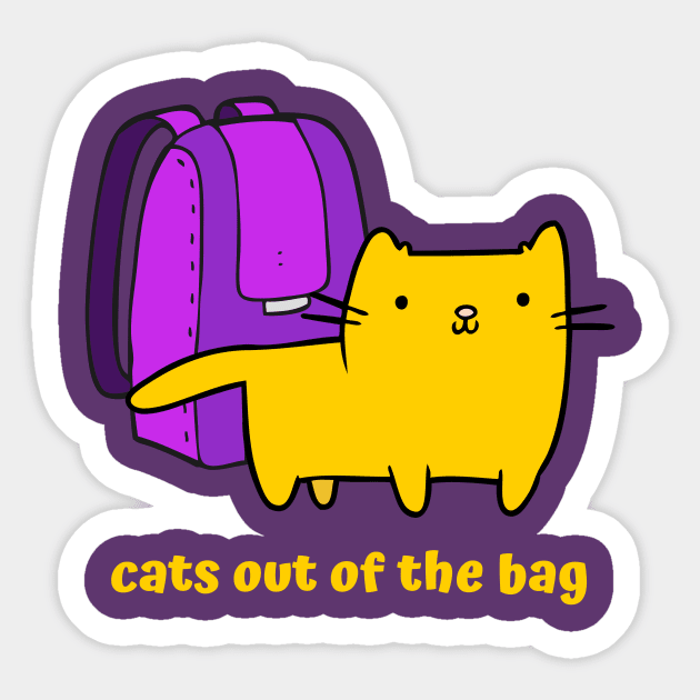 Cat Out of The Bag Sticker by Craftee Designs